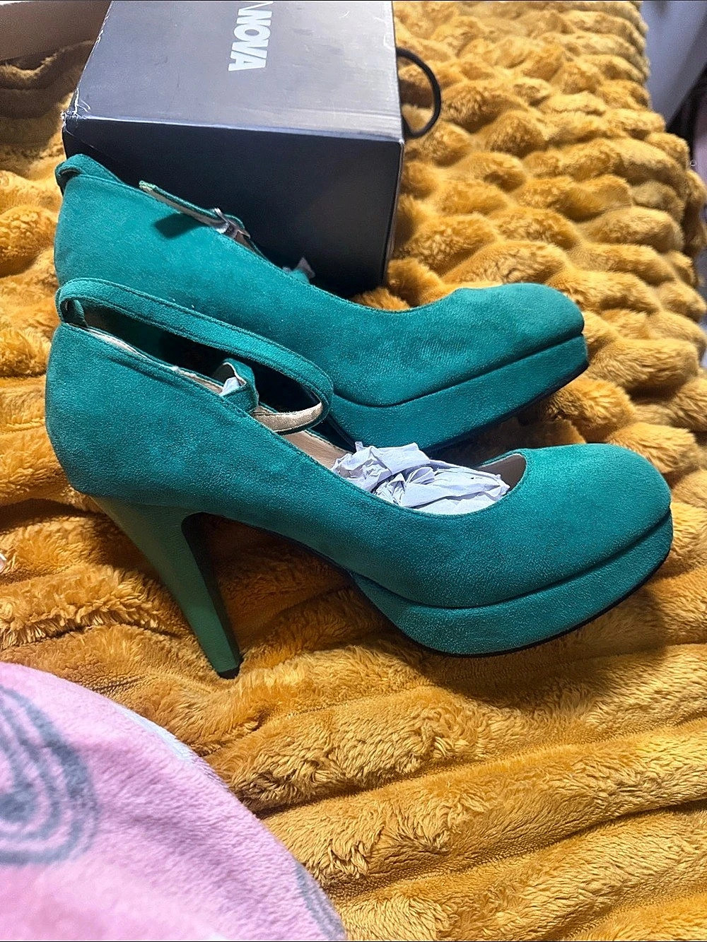 Fashion Nova Landra Suede Platform Heels Blue